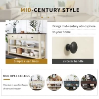 Mid-Century Retro Console Table with 3 Drawers, 2 Open Shelves, Circular Handles, Solid Pine Wood Frame, 50" L x 16" W x 30" H, Beige(m-4)