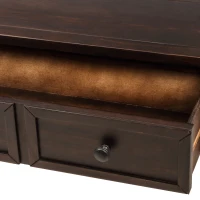 Console Table with Two Storage Drawers and Bottom Shelf, Easy Assembly, Solid Wood Frame, 58" L x 11" W x 34" H, Dark Brown(m-9)