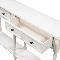 Console Table with Two Storage Drawers and Bottom Shelf, Easy Assembly for Living Room or Entryway, 58" L x 11" W x 34" H, Ivory White(m-9)