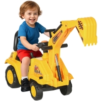 HOMCOM 2 in 1 Ride On Toy Digger Digger Tractor Pulling Cart Pretend Play Construction Truck