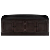 Storage Bench with Multi-Purpose Storage and Adjustable Shelves, Removable Cushion for Entryway, 43" L x 16" W x 17.5" H, Dark Brown(m-8)