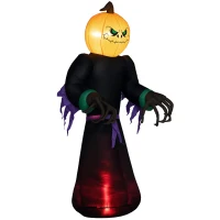 HOMCOM 7' Halloween LED Yard Decor Reaper Ghost Pumpkin, Blow Up Inflatable Outdoor Decoration, Waterproof(m-11)