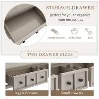 Rustic Entryway Console Table with Two Size Drawers, Bottom Shelf, Distressed Finish, Solid Timber Frame, 60" L x 11" W x 34" H, Gray(m-7)