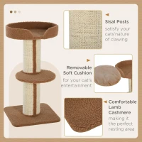 PawHut Cat Tree Kitty Tower with Sisal Mat Scratching Post, Cat Bed, Cushion, Perch, 18" x 18" x 36", Brown(m-5)