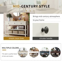 Mid-Century Retro Console Table with 2 Open Shelves, 3 Drawers, Pine Solid Wood Frame, Circular Handles, 50" L x 16" W x 30" H, White(m-4)