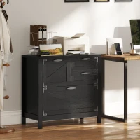HOMCOM Lateral Filing Cabinet, Farmhouse File Cabinet with 4 Drawers, Fit Letter/A4/Legal Hanging Files, Black Wood Grain(m-9)