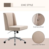 Vinsetto Mid Back Home Office Chair, Task Chair with Tilt, 360° Swivel, Padded Desk Chair with Adjustable Height, Beige(m-8)