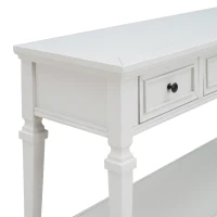Classic Retro Console Table with 3 Drawers, Open Shelf, Solid Pine Wood Frame, Ideal for Entryway, Hallway, 50" L x 15" W x 30" H, White(m-8)