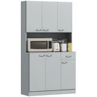 HOMCOM 71" Modern Buffet with Hutch, Freestanding Kitchen Hutch with Storage Cabinets, Drawer, Microwave Counter, Grey(m-11)