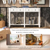 Console Table with Two Storage Drawers and Bottom Shelf, Easy Assembly for Living Room or Entryway, 58" L x 11" W x 34" H, Ivory White(m-5)