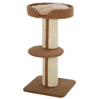 PawHut Cat Tree Kitty Tower with Sisal Mat Scratching Post, Cat Bed, Cushion, Perch, 18" x 18" x 36", Brown(m-2)