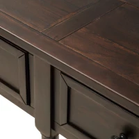 Console Table with Two Storage Drawers and Bottom Shelf, Easy Assembly, Solid Wood Frame, 58" L x 11" W x 34" H, Dark Brown(m-10)