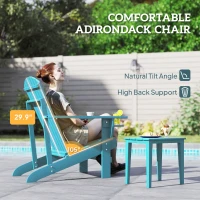 Outsunny Oversized Adirondack Chair, Outdoor Fire Pit and Porch Seating, Classic Log Lounge w/ Built-in Cupholder, Sky Blue(m-4)