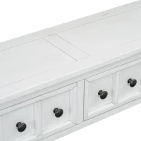 Rustic Entryway Console Table with Two Sizes of Drawers, Bottom Shelf, Ideal for Living Room, Hallway, 60" L x 11" W x 34" H, White(m-12)
