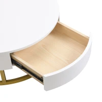 Modern Round Lift-top Nesting Coffee Tables with Hydraulic Lifting System, Space-saving Design, 31.5" L x 31.5" W x 16" H, Natural+White(m-8)