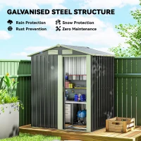 Outsunny 5ft x 4ft Garden Metal Storage Shed, Tool Storage Shed with Top Vents, Sliding Door, Sloped Roof and Foundation Kit for Garden, Patio, Lawn, Dark Grey(m-4)