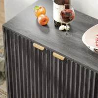 HOMCOM Fluted Sideboard Buffet Cabinet, 55" Coffee Bar Cabinet with 4 Doors, 2 Adjustable Shelves, 5 Wood Legs, Dark Gray(m-9)