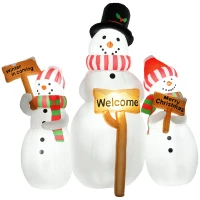 Outsunny 6.1' Inflatable Three Snowmen with Sign Each, Blow-Up Outdoor Christmas Display w/ LED Lights for Party(m-11)