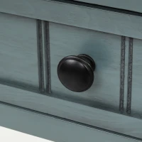 Elegant Narrow Console Table with Storage Drawers, Bottom Shelf, Tapered Legs, Round Knobs, Solid Wood Frame, 24" L x 13" W x 31" H, Navy(m-11)