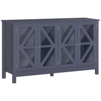 HOMCOM Sideboard, Buffet Cabinet with 4 Tempered Glass Doors and Adjustable Storage Shelf, Credenza, Gray(m-1)