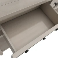 Rustic Entryway Console Table with Two Size Drawers, Bottom Shelf, Distressed Finish, Solid Timber Frame, 60" L x 11" W x 34" H, Gray(m-9)