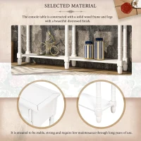 Console Table with Two Storage Drawers and Bottom Shelf, Easy Assembly for Living Room or Entryway, 58" L x 11" W x 34" H, Ivory White(m-7)