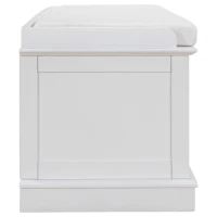Storage Bench with 4 Doors and Adjustable Shelves, Shoe Bench with Removable Cushion for Entryway, 43" L x 16" W x 17.5" H, White(m-12)
