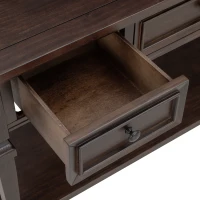 Classic Retro Console Table with 3 Drawers, Open Shelf, Pine Wood Frame, Perfect for Entryway, Living Room, 50" L x 15" W x 30" H, Dark Brown(m-9)