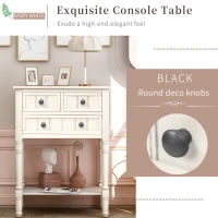 Solid Wood Narrow Console Table with Storage Drawers, Bottom Shelf, Slim Sofa Table for Entryway, Living Room, 24" L x 13" W x 31" H, White(m-6)