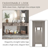 Rustic Elegant Console Table with 4 Storage Drawers, Bottom Shelf, Solid Wood Frame, All Tools Included, 63" L x 14" W x 30" H, Gray(m-6)