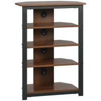 HOMCOM Media Stand with 4-Tier Audio Rack AV Media Corner Shelf with Cable Management for DVD Players Game Console TV Box Cable Box Xbox WiFi Router, Brown(m-1)