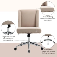 Vinsetto Mid Back Home Office Chair, Task Chair with Tilt, 360° Swivel, Padded Desk Chair with Adjustable Height, Beige(m-7)