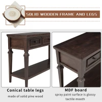Classic Retro Console Table with 3 Drawers, Open Shelf, Pine Wood Frame, Perfect for Entryway, Living Room, 50" L x 15" W x 30" H, Dark Brown(m-5)