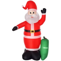 HOMCOM 8ft Christmas Inflatables Outdoor Decorations Santa Claus with Toy Bag, Blow-Up Yard Christmas Decor with LED Lights Display(m-1)
