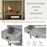 Narrow Console Table with 3 Storage Drawers, Bottom Shelf, Solid Wood Frame, Ideal for Entryway, Living Room, 24" L x 13" W x 31" H, Gray(m-7)