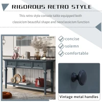 Classic Retro Console Table with 3 Drawers, Open Shelf, Solid Pine Wood Frame, Vintage Metal Handles, 50" L x 15" W x 30" H, Navy(m-4)