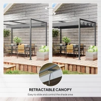 Outsunny 10x7ft Pergola with Retractable Roof Outdoor Patio Sun Shelter Garden Grape Tent Water-resistant Yard Shade Grey(m-5)