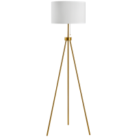 HOMCOM 59.75" Tripod Floor Lamp with Pull Chain Standing, Fabric Lampshade E26 Lamp Holder Steel for Living Room, Bedroom, Office, Gold