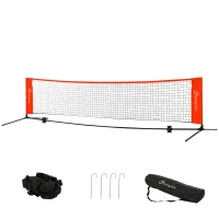 Soozier 10ft Portable Soccer Tennis/Pickleball/Badminton/Mini Tennis Net w/ Sideline for Training with Included Storage Bag, Red(m-1)