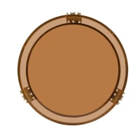 Modern Asymmetrical Coffee Table with Brown Glass Top, Circular Metal Drum Base, Lower Shelf, 31.5" L x 31.5" W x 20" H, Brown(m-8)