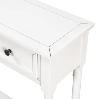 Console Table with Two Storage Drawers and Bottom Shelf, Easy Assembly for Living Room or Entryway, 58" L x 11" W x 34" H, Ivory White(m-11)