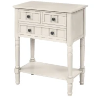 Solid Wood Narrow Console Table with Storage Drawers, Bottom Shelf, Slim Sofa Table for Entryway, Living Room, 24" L x 13" W x 31" H, White(m-2)