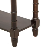Console Table with Two Storage Drawers and Bottom Shelf, Easy Assembly, Solid Wood Frame, 58" L x 11" W x 34" H, Dark Brown(m-13)