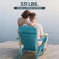 Outsunny Oversized Adirondack Chair, Outdoor Fire Pit and Porch Seating, Classic Log Lounge w/ Built-in Cupholder, Sky Blue(m-7)