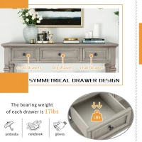 Classic Retro Console Table with 3 Drawers, Open Shelf, Vintage Metal Handles, Perfect for Entryway, Living Room, 50" L x 15" W x 30" H, Gray(m-7)