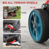 HOMCOM 3 Ton Big Wheel Hydraulic Car Jack Heavy Duty Steel Off-Road Jack with Extra Saddle for Trucks, SUVs, ATVs, Red(m-4)