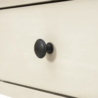 Mid-Century Retro Console Table with 3 Drawers, 2 Open Shelves, Circular Handles, Solid Pine Wood Frame, 50" L x 16" W x 30" H, Beige(m-12)