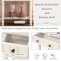 Solid Wood Narrow Console Table with Storage Drawers, Bottom Shelf, Slim Sofa Table for Entryway, Living Room, 24" L x 13" W x 31" H, White(m-7)
