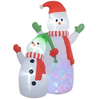 Outsunny 8FT Giant Inflatable Snowman, Christmas Blow Up Snowman with Rotating Colorful LED Light for Indoor, Outdoor, Yard(m-11)