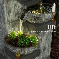 Outsunny 33.5" Water Fountain, 4-Tier Resin Cascading Bowls Outdoor Waterfall Fountain with LED Lights, Pump(m-8)